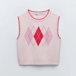 ZARA pink argyle sweater vest Photo 0