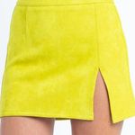 Skylar + Madison Lime Green Slit Mini Skirt Photo 0