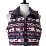Lands' End Lands’ End New Vest Puffer Down Feather Filled Zip Purple Deer Print Size Small Photo 5