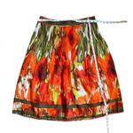 Talbots  Womens Size 8 Orange Green Pleated Midi Silk Blend Skirt Photo 2