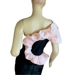 Gunne Sax VINTAGE 1980'S  BLACK W/PINK SHOULDER RUFFLE FORMAL DRESS (S) Photo 5