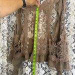Umgee  Lace vest tan NWOT M/L rose appliqué ruffles lace Photo 14