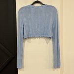 Pink Rose Light Blue Dainty Cropped Cardigan Size Large Preppy Twee Cottage Photo 3
