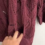 Terra & Sky  Deep Burgundy Open Knit Cardigan size 1X Photo 4