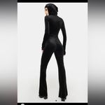 Edikted NWT  Cara Velvet Hooded Wide Leg Jumpsuit Black Size Small Photo 3