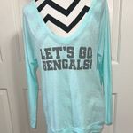 PINK - Victoria's Secret PINK Light Blue Long Sleeve 'Let's Go Bengals!' Top Photo 0