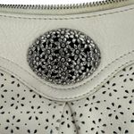Brighton White Leather Laser Cut Floral Medallion Heart Charm Hobo Shoulder Bag Photo 4
