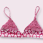 EXPRESS Y2K Pink Red White Hearts Ruffle Triangle Graphic Sheer Mesh Bralette Photo 0