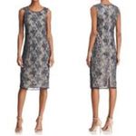 Adrianna Papell  Cocktail Dress Illusion Lace Beaded Size 14 Flapper‎ Nostalgia Photo 1