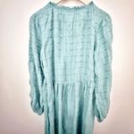 Free People  | Edie Ruffle Long Balloon Sleeve Maxi Dress Plaid Teal | Size Small Photo 5