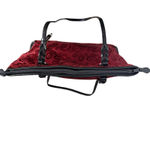 Brighton Purse Red Canvas Black Leather Trim Floral Satchel Shoulder Bag Western Photo 2