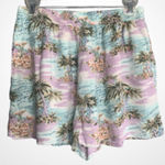 American Eagle Outfitters Pastel Palm Print High Waist Shorts Pockets Small Photo 0