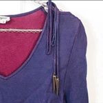 Salvatore Ferragamo  Small Purple Pink Slinky Vintage V Neck Knit Tunic Tassels Photo 1