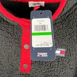 Tommy Hilfiger TOMMY JEANS Women's Black 1/4 Snap Sherpa Cropped Pullover NWT in Large Photo 2