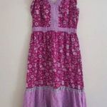 Loft  Women's Border Ruffle Floral V-Neck Sleeveless Midi Dress Size 10 Photo 5