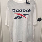 Reebok Womens Shirt 2X White Front Logo Crop Tee Training Activewear NWT Photo 0