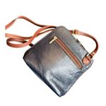 Crossbody Natural GENUINE Leather Purse Navy Blue Small Crossbody bag Photo 1