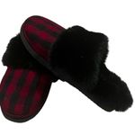 Gianni Bini Faux Fur Size US 9 slippers house shoes fuzzy plaid buffalo plaid Photo 2