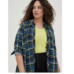 Torrid  Blue Plaid Challis Maxi Duster Kimono Size 1X Photo 1