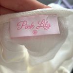 Pink Lily  Women's MY EXCITING NEWS WHITE FRINGE Crop Top & Pants Set Size M Photo 5