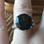 Natural Smoky Quartz Sterling Silver Lotus Cocktail Ring Size 6.25 Photo 0