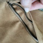 Adrienne Vittadini Womens Tan Camel Faux Suede Moto Jacket Asymmetrical Zip M Photo 8