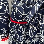 MISA Los Angeles Misa Azores Tasseled Navy Blue & White Floral Long Sleeve Tie Long Kimono XS NEW Photo 5