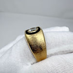14KT HGE Gold Electroplate Art Deco Ring w Large CZ Stone Sz 10 Textured Vintage Photo 4