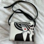 FRENCH Style Classical Vintage Hat and Striped Coat Design Print Crossbody Bag Black Photo 0