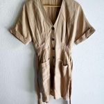 ZARA Khaki Button Down Mini Shirt Dress Sz Medium Photo 1