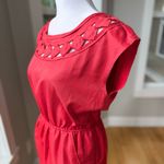 Banana Republic Factory Coral Red Cutout Midi Sleeveless Dress w Pockets Size 0 Photo 4