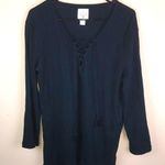 Billabong  Women’s Boho Black Lace-Up Tassel Front Beach Cover-Up Tunic Dress Photo 0