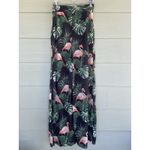 Boohoo  Black Serena Woven Flamingo‎ Print Wide Leg Trousers Pants Womens 6 NEW Photo 4