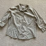 Talbots  Vintage 1990s Button Down Shirt Oxford Half Sleeve Size Large Beige Tan Photo 5