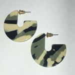 Camouflage Retro Boho Hoop Earrings Green Photo 3