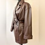 Spiegel Vintage Together Genuine Leather Short Trench Coat Brown Size Medium Photo 3