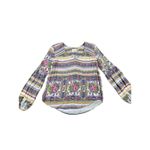 Maeve  Anthropologie‎ Floral Striped Blouse Small Long Sleeve Boho Relax Career Photo 2
