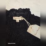 Hem & Thread  Midnight Black Lace Textured Long Sleeve Blouse Photo 2