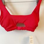 Cupshe  Red Ribbed Bralette Bikini Top Cut out Front Hook Closure Back Small NEW Photo 2