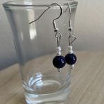 Handmade 2/$15 White Navy Beaded Earrings Photo 0
