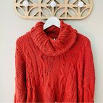 Free People  Cropped Cowl Neck Pullover Knit Sweater Red Sz Medium Photo 1