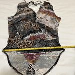 BCBGeneration Patterned Plunge Body Suit NWOT Black/Beige/Brown/Burgundy Sz M Photo 6