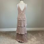 AQUA  Sequined Tiered A-Line Long Evening Gown Rose Gold Size 4 Formal Dress Photo 1