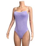 HUNZA G Pamela Seersucker One Piece Swim, Lilac/White, OS Purple Size undefined Photo 6