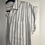Old Navy Striped Shirt Dress Medium Linen Blend Short Sleeve Button Front Photo 2