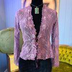 Vintage Y2K New York & Company Long Sleeve Sheer Mesh Witchy Cardigan XS Purple Photo 1