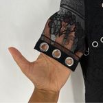 Maje  Black Lace Silver Grommet Details Snap Front Collared Romper Size XS Photo 4