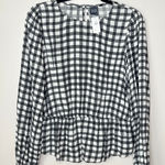 Gap NEW NWT ‎ Black White Gingham Plaid Long Sleeve Peplum Top Size Medium Photo 0