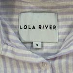 Lola River Button Down Shirt Womens Small Linen Striped Purple/White Beach Tunic Purple Photo 3