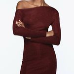 ZARA SHINY ASYMMETRIC DRESS - BURGUNDY Photo 1